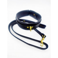 Ошейник с поводком DS Fetish, экокожа, черный