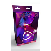 Портупея в виде бюстье с открытыми чашками Taboom Glow In The Dark флуорисцентная, L/XL