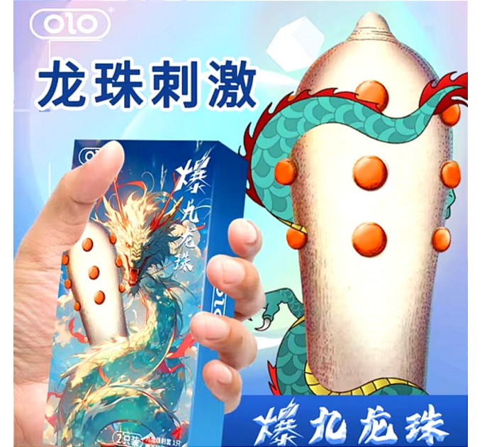 Презервативы OLO Nine Dragon (1 шт. презерватив с шипом и 1 шт. ультра тонкий презерватив)