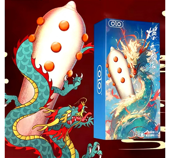 Презервативы OLO Nine Dragon (1 шт. презерватив с шипом и 1 шт. ультра тонкий презерватив)