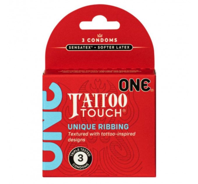 Презервативы с рельефным рисунком ONE Tattoo Touch (цена за упаковку, 3 шт)