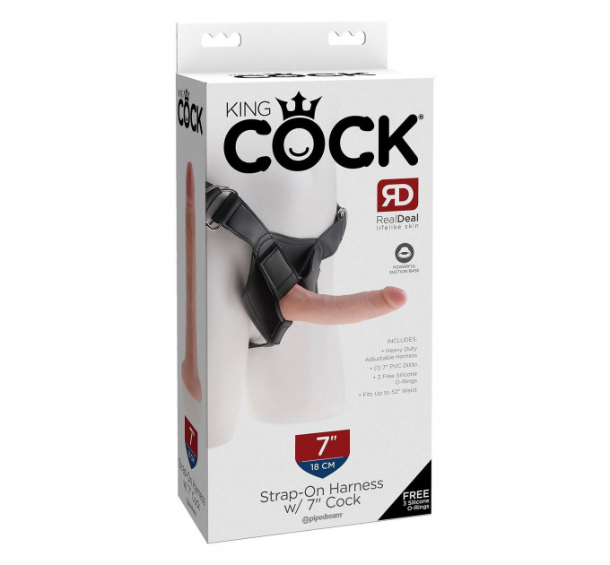Страпон реалистичный Pipedream King Cock Strap-On с кольцевой крепью, на трусиках, бежевый