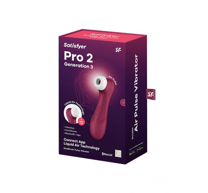 Вакуумный смарт стимулятор SATISFYER PRO 2 GENERATION 3 BLUETOOTH WINE RED