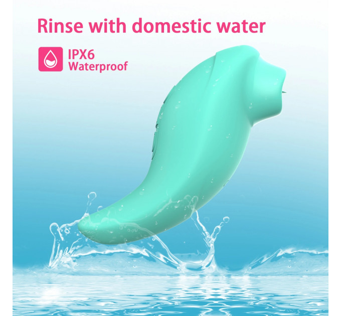 Вібратор із кліторальним стимулятором із язичком Every Night Toys Jen, зелений, 10 режимів вібрації