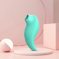 Вибратор с клиторальным стимулятором с язычком Every Night Toys Jen, зелёный, 10 режимов вибрации