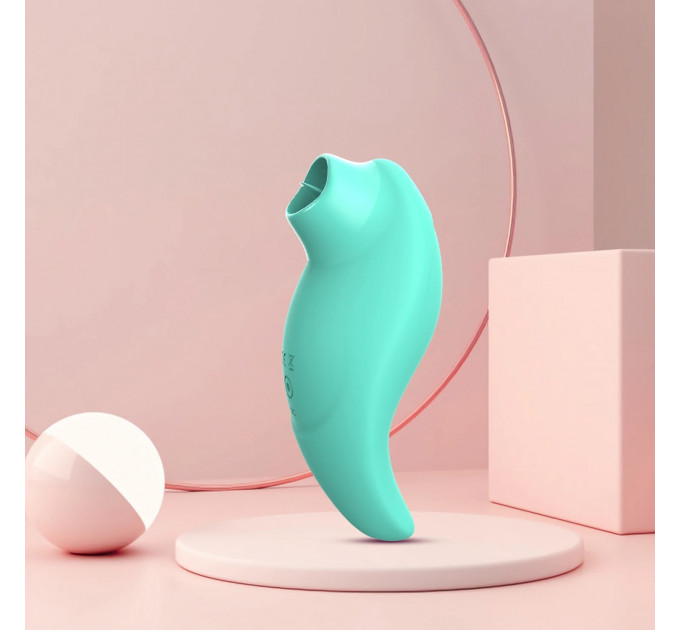 Вібратор із кліторальним стимулятором із язичком Every Night Toys Jen, зелений, 10 режимів вібрації