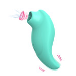 Вібратор із кліторальним стимулятором із язичком Every Night Toys Jen, зелений, 10 режимів вібрації