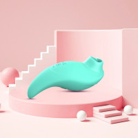 Вибратор с клиторальным стимулятором с язычком Every Night Toys Jen, зелёный, 10 режимов вибрации