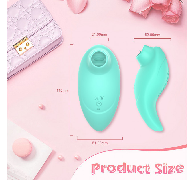 Вибратор с клиторальным стимулятором с язычком Every Night Toys Jen, зелёный, 10 режимов вибрации