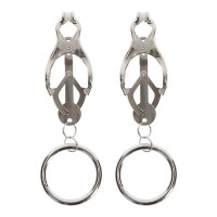 Зажимы-бабочки с кольцом Taboom Nipple Play Butterfly Clamps With Ring, серебристые