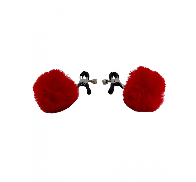 Зажимы на соски DS Fetish Nipple clamps metal poliester red