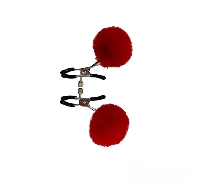 Зажимы на соски DS Fetish Nipple clamps metal poliester red