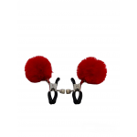 Зажимы на соски DS Fetish Nipple clamps metal poliester red