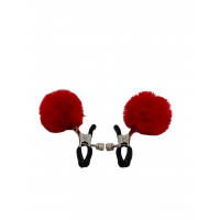 Затискачі на соски DS Fetish Nipple clamps metal poliester red