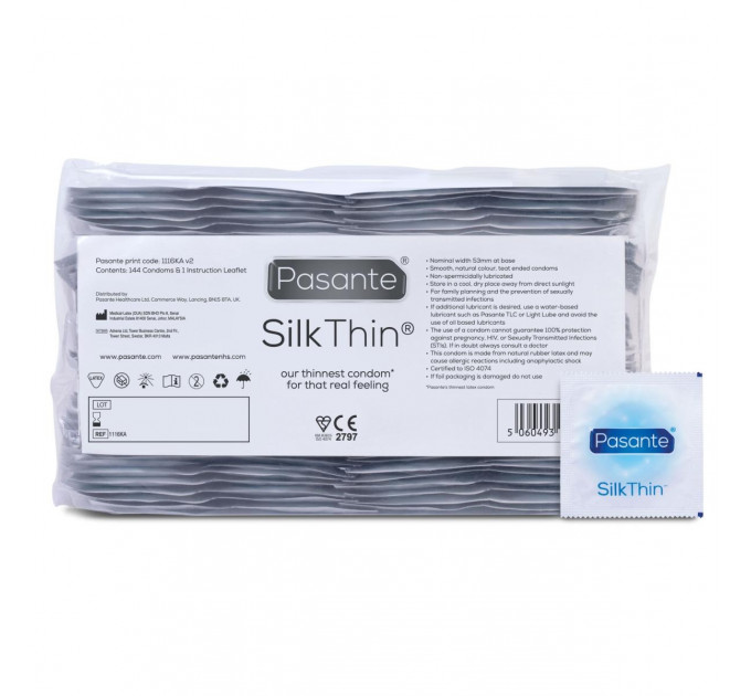 Презервативы Pasante Silk Thin Condoms, 144 шт