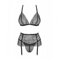 Комплект Obsessive Chiccanta 3 pcs set black L / XL