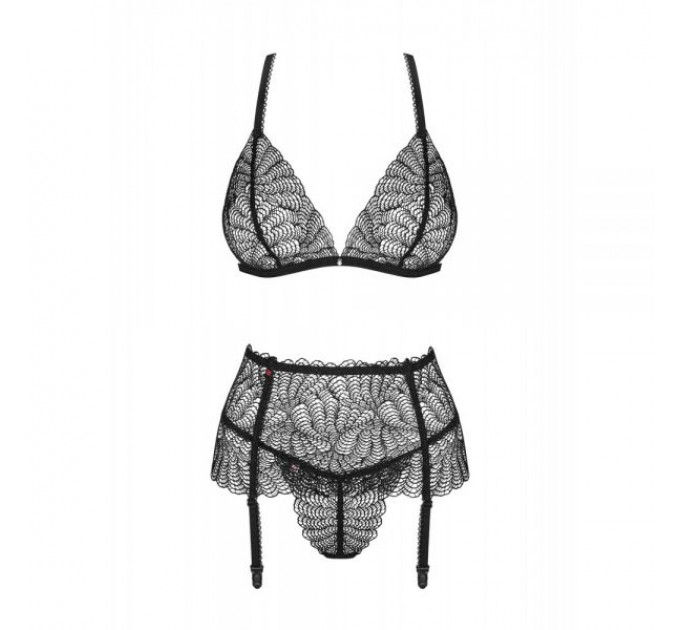 Комплект Obsessive Chiccanta 3 pcs set black L / XL
