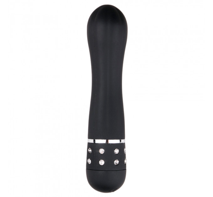 Вибратор Love Diamond Vibrator черный, украшенный стразами, 11.4 см.