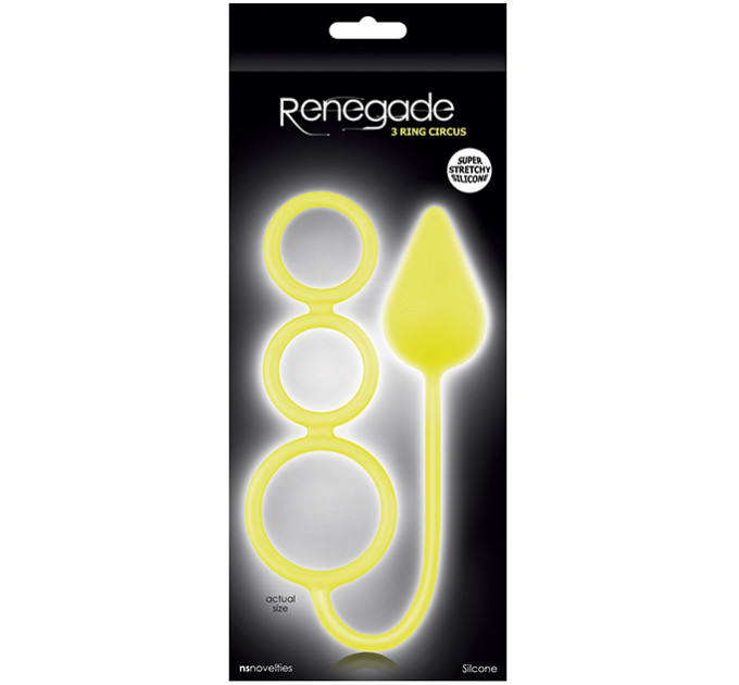 Анальная пробка RENEGADE 3 RING CIRCUS MEDIUM, YELLOW