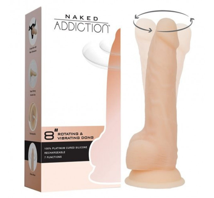 Реалистичный вибратор с ротацией, на присоске, с дистанционным пультом NAKED ADDICTION 8