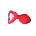 Анальная пробка Red Silicone Heart White M