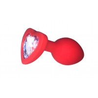 Анальная пробка Red Silicone Heart White M
