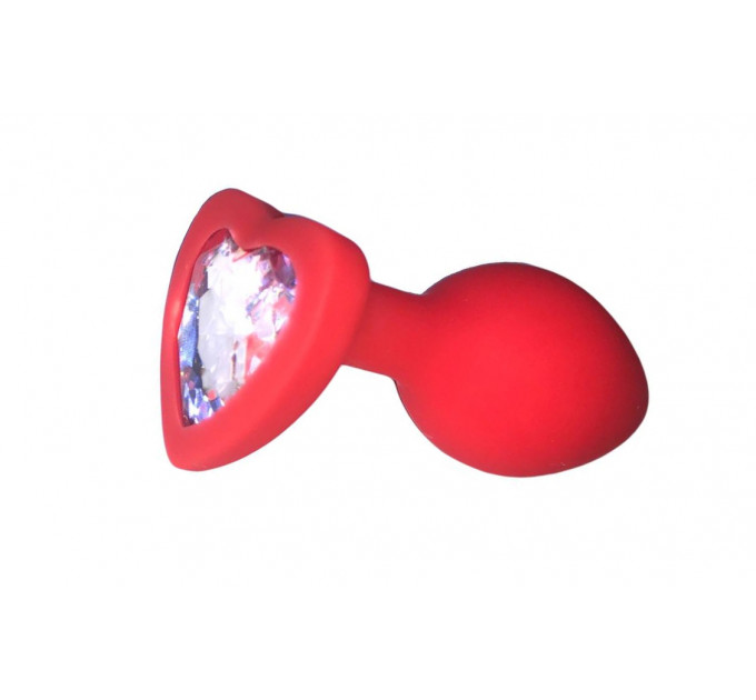 Анальная пробка Red Silicone Heart White M
