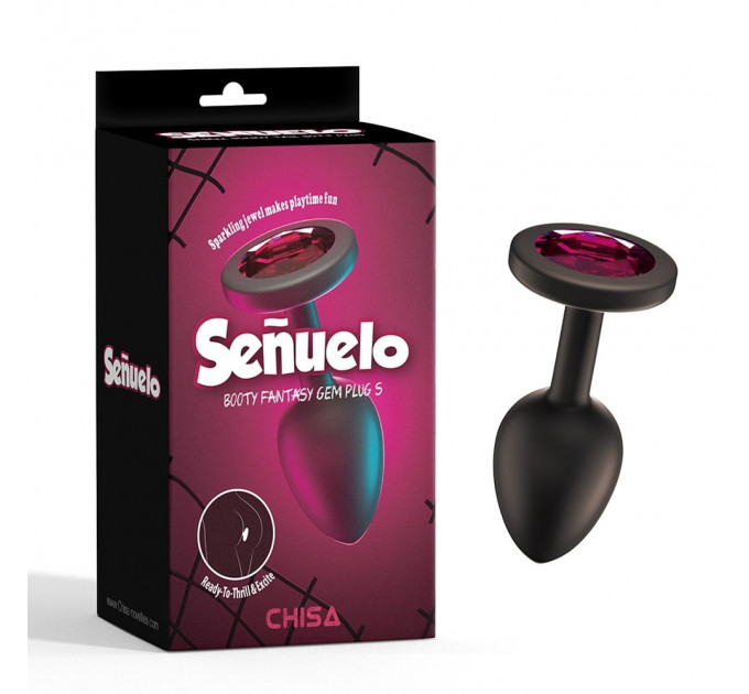 Анальная пробка черная CHISA Senuelo с камнем розового цвета, S