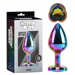 Анальна пробка різнокольорова CHISA MATRIX MONT з різнобарвним каменем у формі серця, розмір M