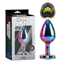 Анальна пробка різнокольорова CHISA MATRIX MONT з різнобарвним каменем у формі серця, розмір M