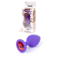 Анальная пробка с камнем Plug-Jewellery Purple Silicon PLUG Medium- Red Diamond размер М