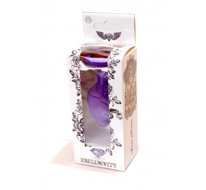 Анальная пробка с камнем Plug-Jewellery Purple Silicon PLUG Medium- Red Diamond размер М