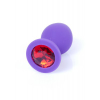 Анальная пробка с камнем Plug-Jewellery Purple Silicon PLUG Medium- Red Diamond размер М