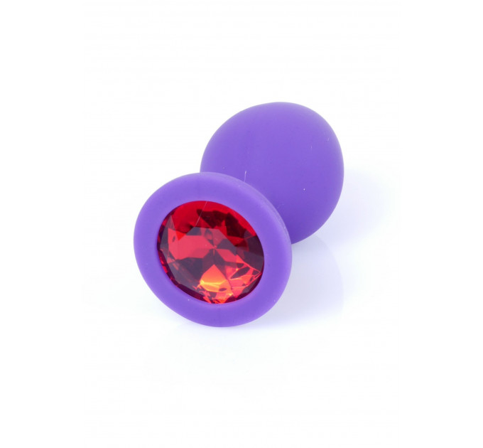 Анальная пробка с камнем Plug-Jewellery Purple Silicon PLUG Medium- Red Diamond размер М