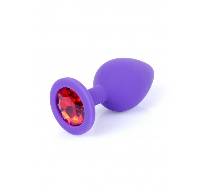 Анальная пробка с камнем Plug-Jewellery Purple Silicon PLUG Medium- Red Diamond размер М