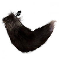 Анальная пробка с хвостом бурой лисы, металл, S