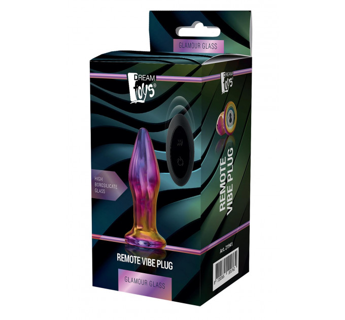 Анальная пробка с вибрацией стеклянная Dream Toys GLAMOUR GLASS PLUG