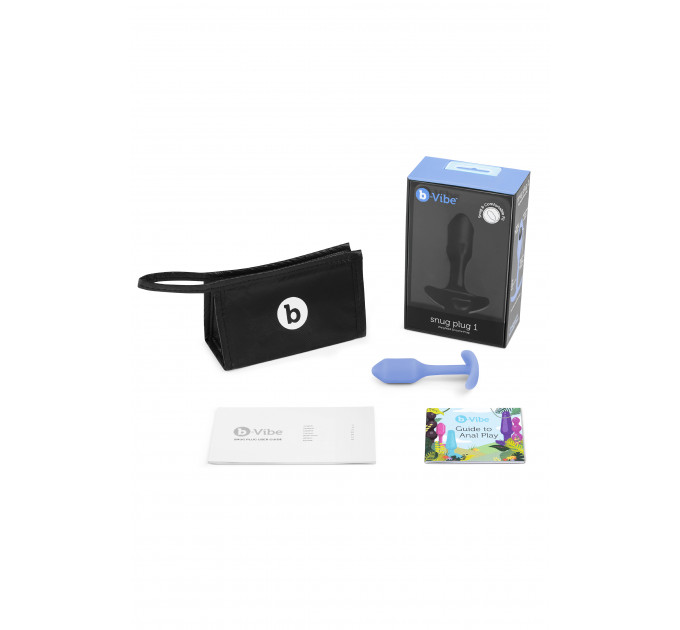 Анальная пробка со смещенным центром тяжести, S, B-vibe Snug Plug 1 фиолетовая, 8.6 х 2.2 см