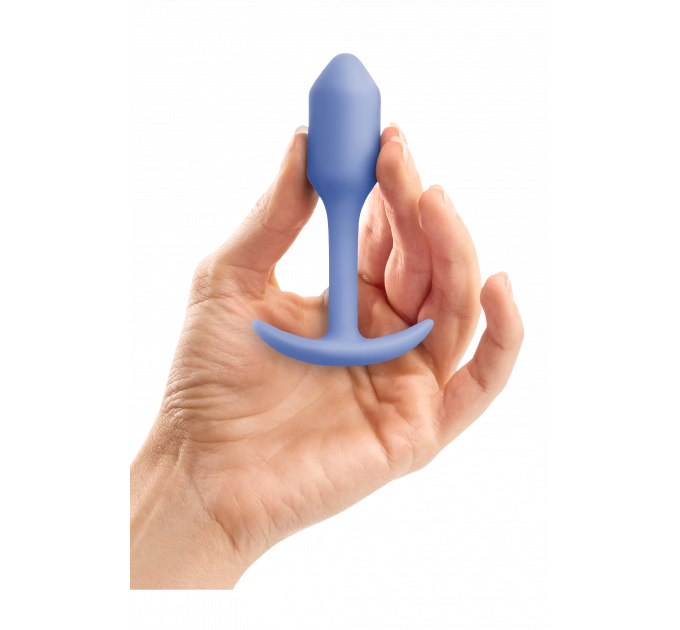 Анальная пробка со смещенным центром тяжести, S, B-vibe Snug Plug 1 фиолетовая, 8.6 х 2.2 см