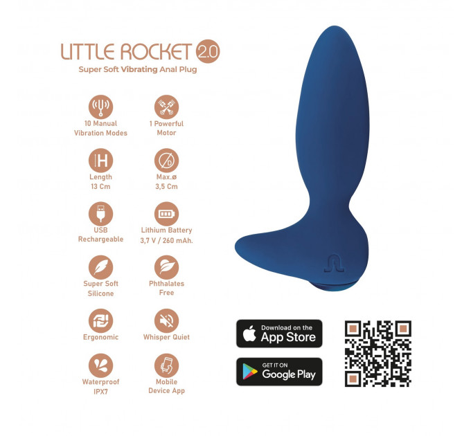 Анальный смарт вибратор Adrien Lastic LITTLE ROCKET 2.0 синий