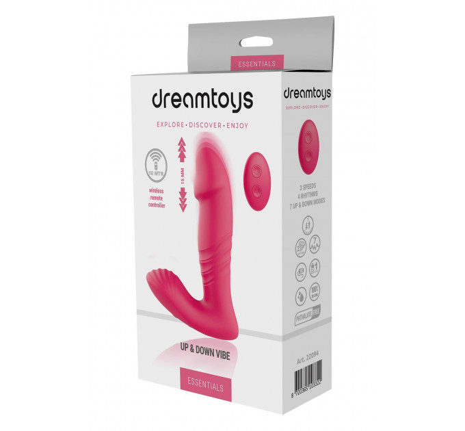 Анальный вибратор DREAM TOYS Essentials с поступательными движениями, розовый