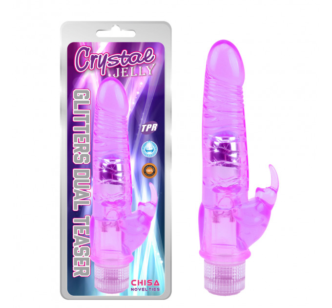 Подвійний вібратор Chisa Novelties Jelly Glitters Dual Teaser Purple