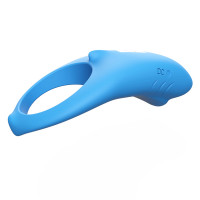 Эрекционное кольцо с вибрацией Shark light blue