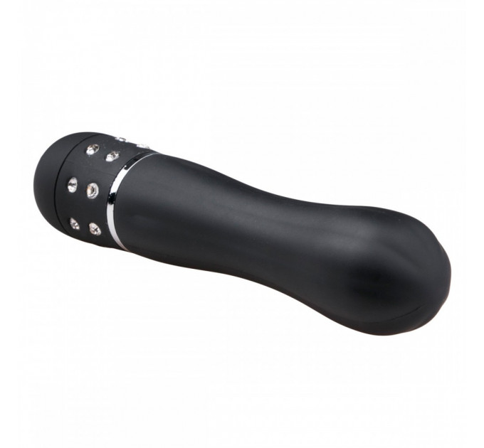 Вибратор Love Diamond Vibrator черный, украшенный стразами, 11.4 см.