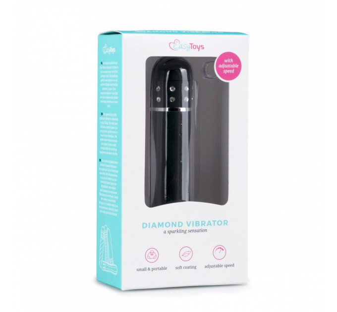 Вибратор Love Diamond Vibrator черный, украшенный стразами, 11.4 см.