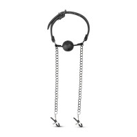 Кляп з зажимами на соски Open Ball Gag With Nipple Clamps