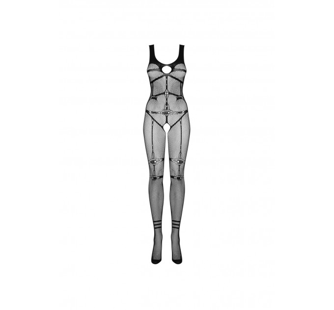 Комбинезон сетка Obsessive Bodystocking N123, чорный, One Size