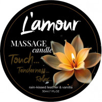 Масажна свічка L'amour Rain-Kissed Leather and Vanilla з ароматом ванілі, 30 мл