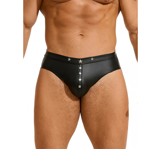 Чоловічі труси із заклепками Star Night з імітацією шкіри, чорні, XL