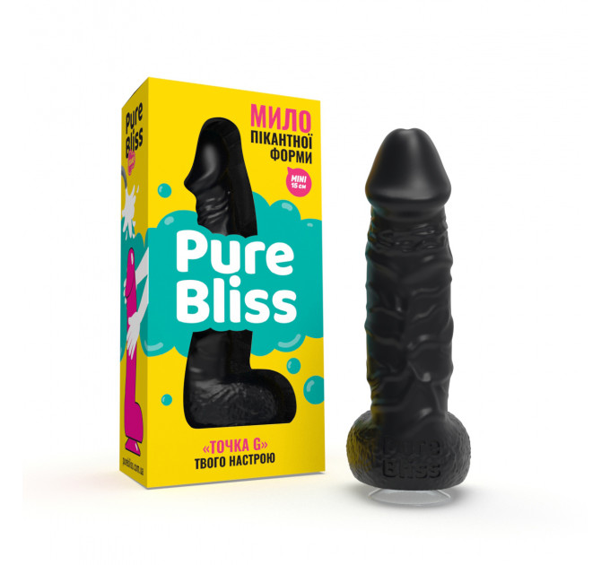 Мыло член Pure Bliss MINI на присоске, чёрное, 15 см
